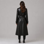 Women Black Leather Trench Coat – Timeless Sophistication