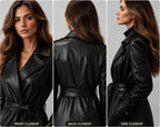 Women Black Leather Trench Coat – Timeless Sophistication