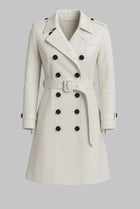 Women White Leather Trench Coat Long