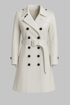 Women White Leather Trench Coat Long
