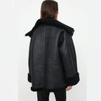 Women’s B3 RAF Aviator Black Shearling Sheepskin Leather Jacket
