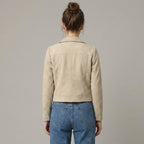 Women's Beige Suede Moto Jacket