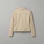 Women's Beige Suede Moto Jacket