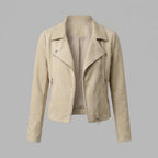 Women's Beige Suede Moto Jacket