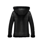Women's Black Bomber B3 Hooded Aviator Leather Jacket