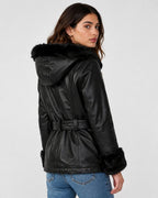 Women's Black Leather Shearling Jacket - Timeless Winter Look