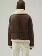 Avanzar Leather Women’s Chocolate Brown Shearling Aviator Jacket