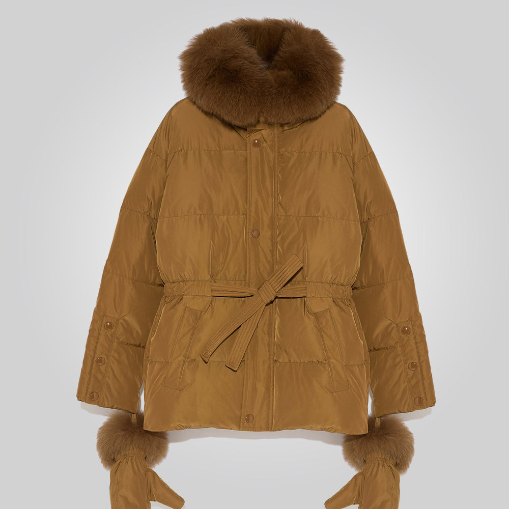 Women's Brown Parka Down Jacket