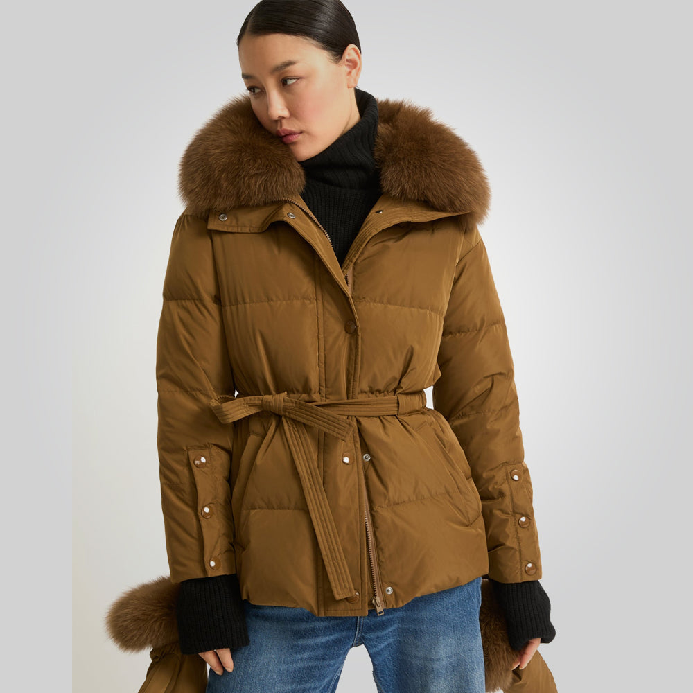 Women's Brown Parka Down Jacket