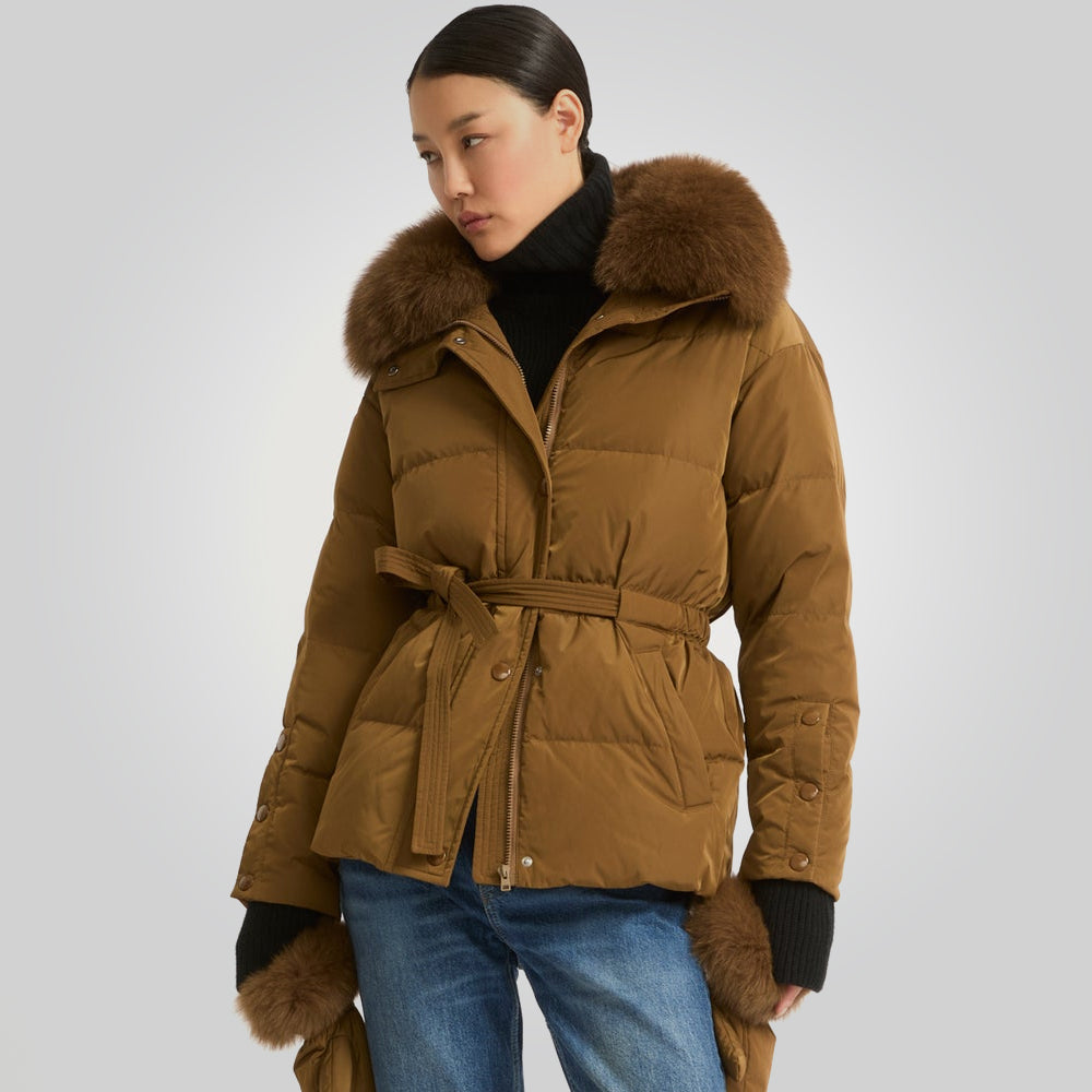Women's Brown Parka Down Jacket