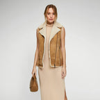 Women’s Brown Sheepskin Shearling Leather Vest