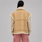 Women’s Camel Shearling Leather Vest Thick Fur Sheepskin Winter Wear