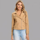 Women's Camel Suede Biker Jacket