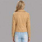 Women's Camel Suede Biker Jacket