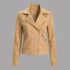 Women's Camel Suede Biker Jacket