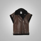 Women's Dark Brown Sheepskin Leather Shearling Vest - Luxe & Cozy