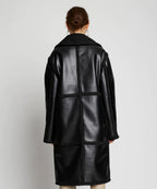 Women's Black Sherpa Leather Duster Coat - Trench & Shearling