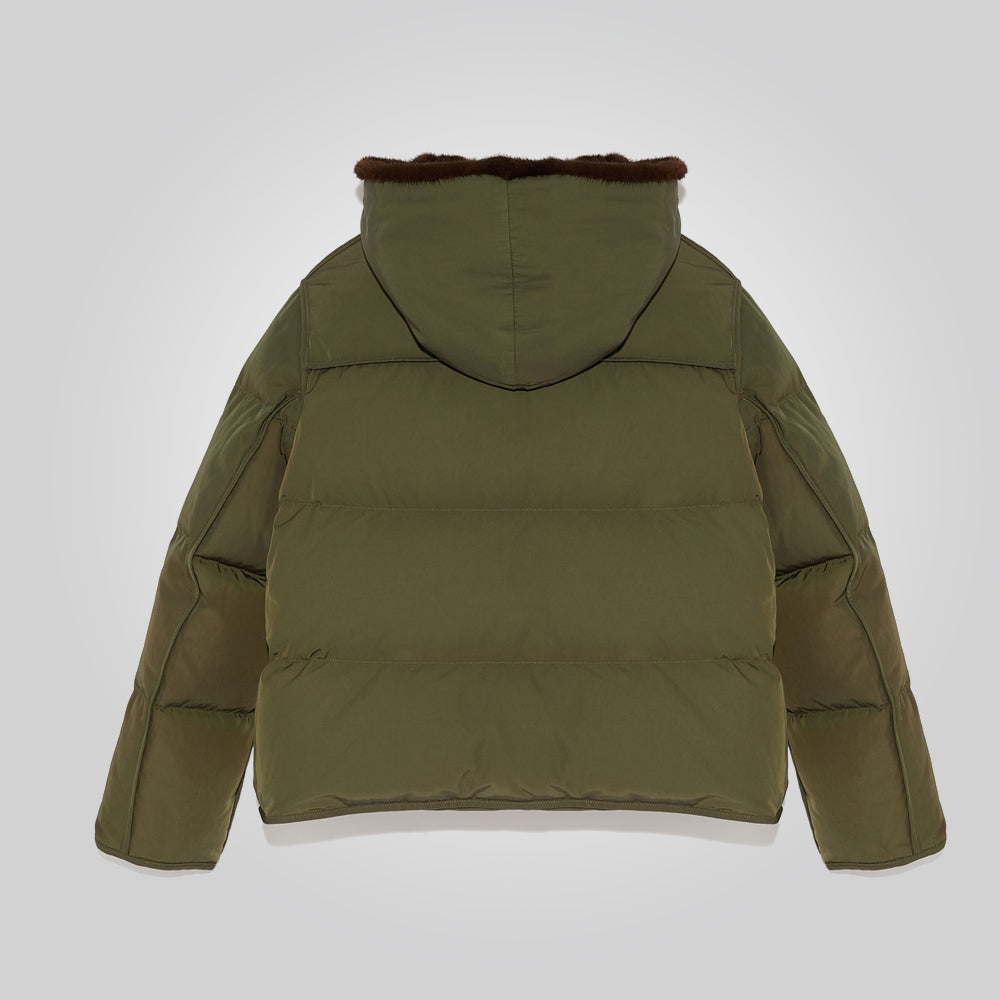 Women's Khaki Parka Down Jacket With Fur Lining