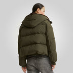 Women's Khaki Parka Down Jacket With Fur Lining
