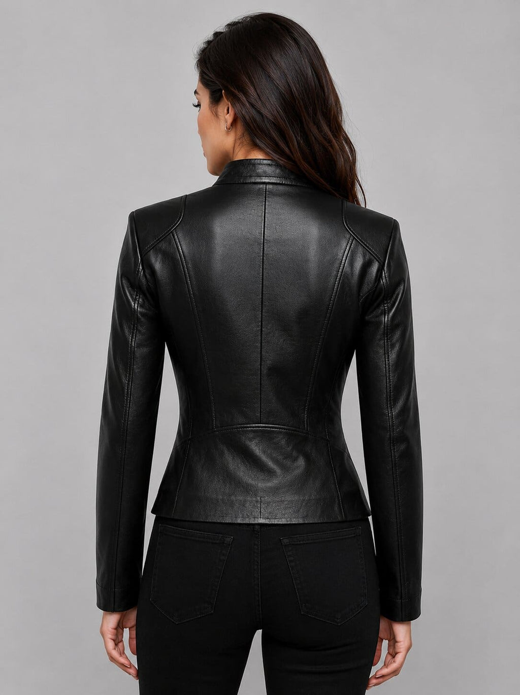 Women’s Lambskin Leather Biker Jacket - Sleek Slim Fit