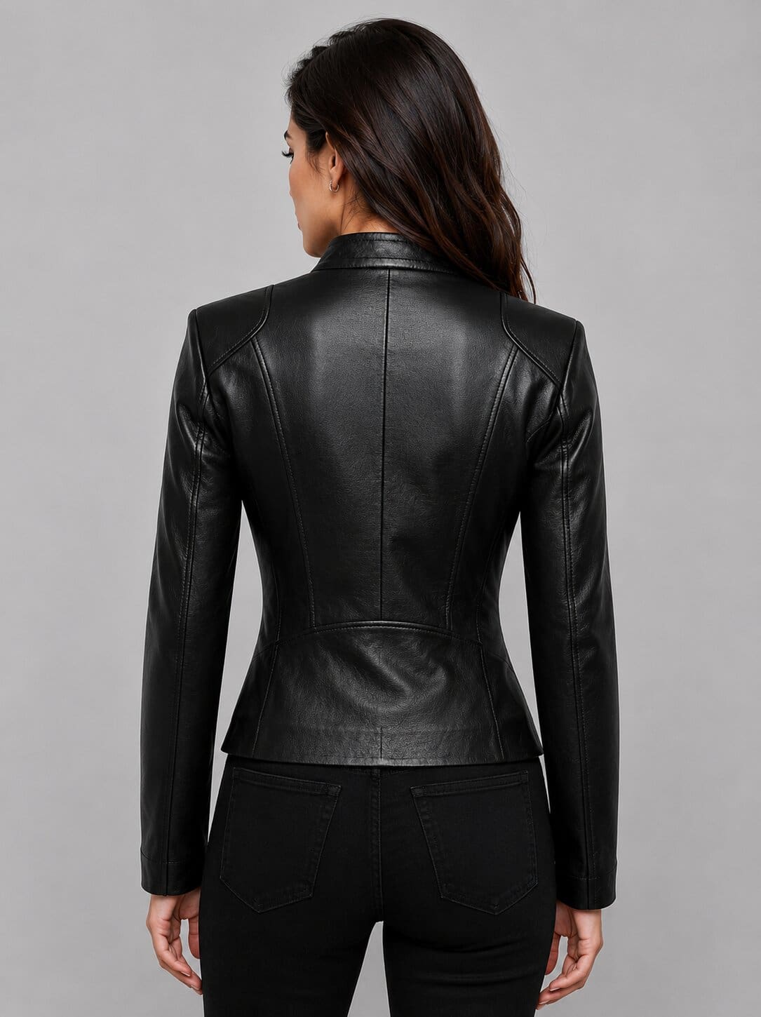 Women’s Lambskin Leather Biker Jacket - Sleek Slim Fit