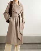 Women's Light Brown Leather Long Coat - Elegant & Sophisticated