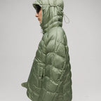 Women's Light Green Down Parka Jacket with Hood