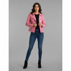 Women’s Pink Studded Leather Biker Jacket – Genuine Moto Jacket
