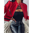 Genuine Lambskin Slim Fit Biker Motorcycle Coat - Women's Red Leather Jacket