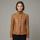 Women's Suede & Leather Single-Breasted Jacket