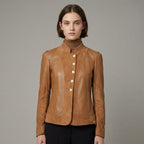 Women's Suede & Leather Single-Breasted Jacket