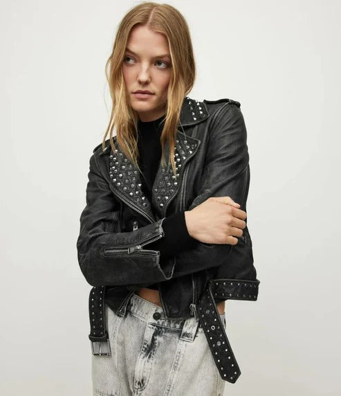 Women's Studded Brando Leather Jacket – Avanzar Leather