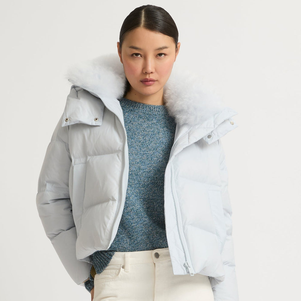 Women's White Parka Down Jacket With Fur Lining