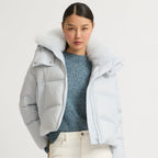 Women's White Parka Down Jacket With Fur Lining