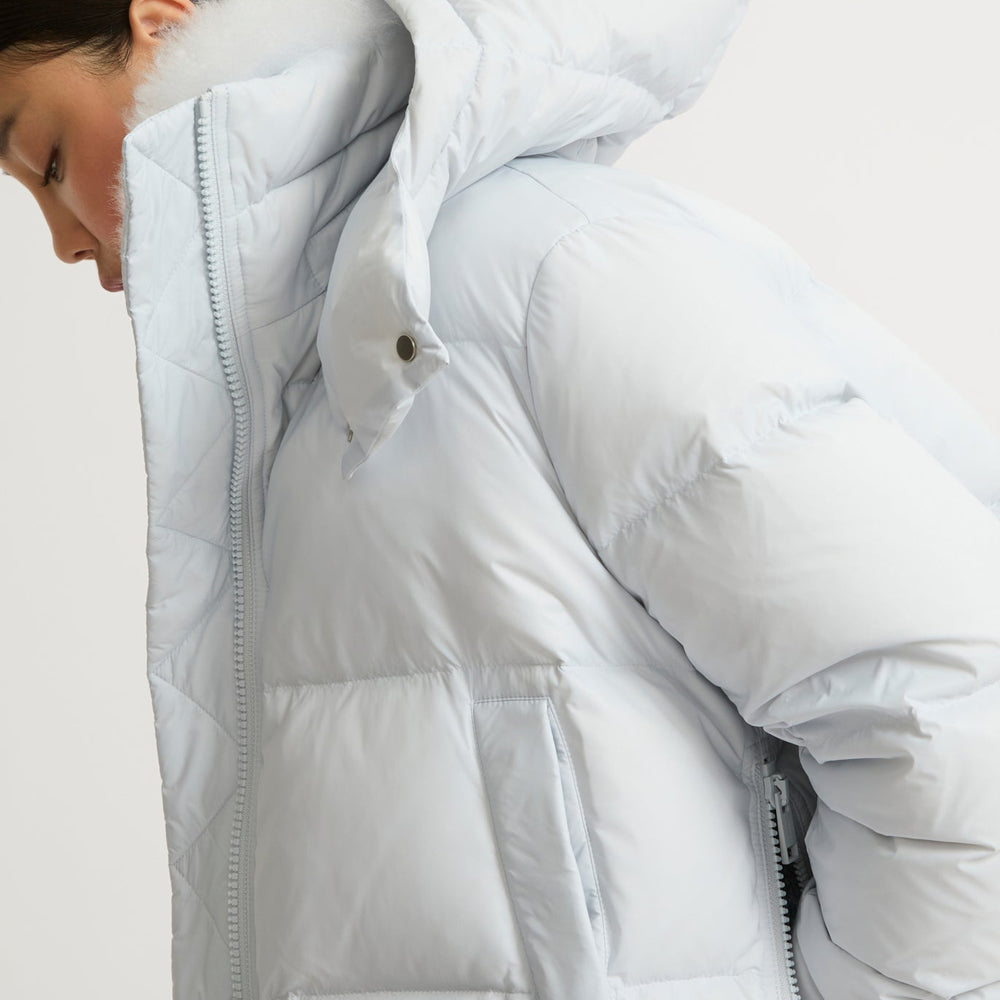Women's White Parka Down Jacket With Fur Lining