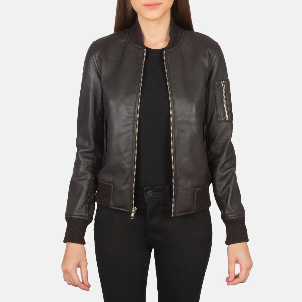 Brown Leather Bomber Jacket – Timeless Edge by Avanzar Leather
