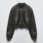 Women's Black A1 Aviator Bomber Jacket - Classic Leather