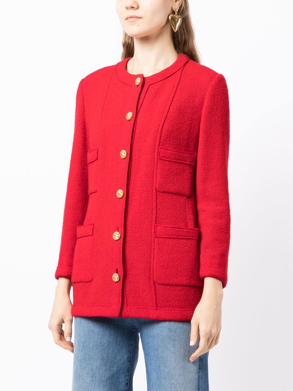 Women's Chanel Red Button Jacket