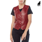 Women Red Biker Western Genuine Leather Vest