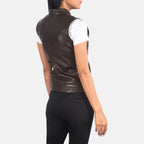 New Women Dark Brown Pocket Style Leather Western Vest