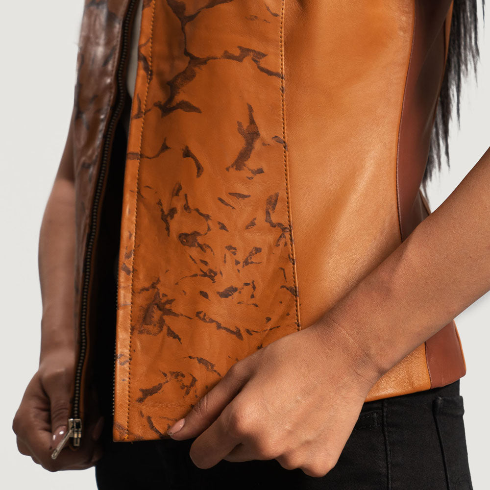 New Women Brown Lambskin Biker Leather Vest