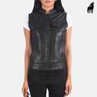 Women's black Lambskin Moto Leather Vest