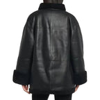 New Black Shearling B3 Bomber Sheepskin Leather Coat For Women