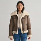 Women's Brown Aviator Sheepskin B3 Shearling Leather Jacket