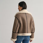 Women's Brown Aviator Sheepskin B3 Shearling Leather Jacket