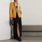Women Brown Sheepskin Aviator Fur Collar RAF Shearling Suede Leather Jacket