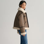 Women's Brown Aviator Sheepskin B3 Shearling Leather Jacket