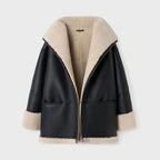 Women Black Aviator Fur Flight B3 Sheepskin RAF Shearling Leather Jacket