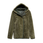 New Women Green Shearling Flight Aviator Oversized Sheepskin Leather Jacket