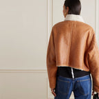 Women Brown Aviator B3 Shearling Fur Collar RAF Sheepskin Leather Jacket